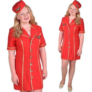 Magic Design Verkleedjurk Stewardess Meisjes Polyester Rood Mt 152