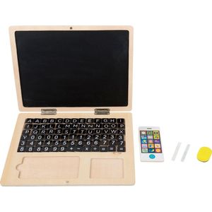 Small foot Houten laptop met magneetbord - Leer spelenderwijs met magnetische letters en cijfers