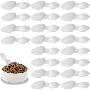 20 stuks dubbelzijdige plastic medicijnlepels herbruikbare kleine lepel voor granenpoeder melkpoeder koffiepoeder eiwitpoeder waspoeder schep kooklepels (wit)