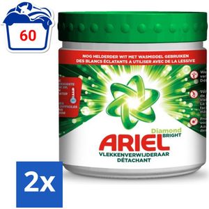 Ariel Diamond Bright - Vlekverwijderaar Poeder - Witte Was - 30 Wasbeurten - Voordeelverpakking - 2 stuks