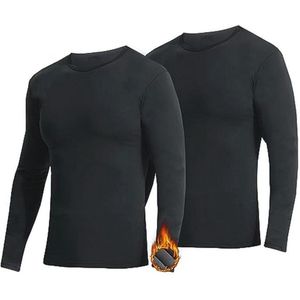 Thermisch ondergoed voor heren, fleece shirt met lange mouwen voor winter, warm en functioneel compressieshirt