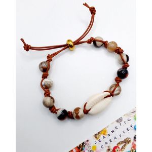 Jeannette-Creatief® - Kauri - Jaspis Kauri - Kauri armband - Schelpen - Halfedelstenen - Bohemien - IBIZA armband