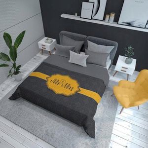 Gewatteerde Dekbedovertrek 220x240 Mr & Mrs Modern Zwart Grafiet Grijs