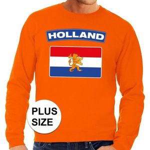 Oranje Nederlandse vlag grote maten sweatshirt heren - Oranje Koningsdag/ Holland supporter kleding XXXL