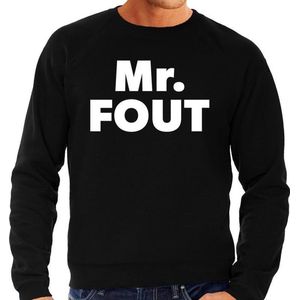 Mr. Fout sweater -  fun tekst trui zwart voor heren - Foute party kleding XXL