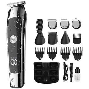 Haartrimmer, haartrimmer voor mannen met digitaal display, snoerloos/met snoer, 16-in-1 verzorgingsset voor baard, neus en oor, lichaam, manscaping, oplaadbare alles-in-één stylingset