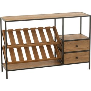 J-Line barkast Wine Fineer - hout - naturel/zwart - small