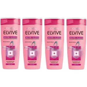 L’OREAL Shampoo Elvive Glansgevende Shampoo Voor Dof Haar - Geeft Schitterende Glans & Zijdezacht - 250Ml x 4