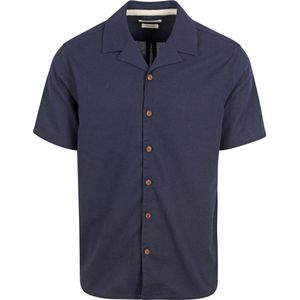 Anerkjendt - Short Sleeve Overhemd Leo Linnen Navy - Heren - Maat XL - Regular-fit