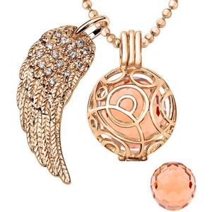 Quiges Engelenroeper 18mm Bolhouder met Ketting 90cm en Bolletje - Dames - Roségoudkleurig Cirkels - EBS18033