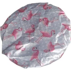 Douchemuts - FLAMINGO - Licht Blauw / Roze - Nylon / Kunststof - One Size - Douche - Muts - Haarmuts - Badmuts - Douche Cap