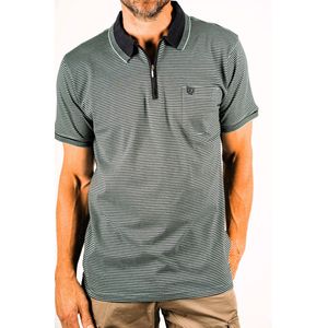 Pre End Poloshirt - polo met rits - gestreept - groen - Maat XXL