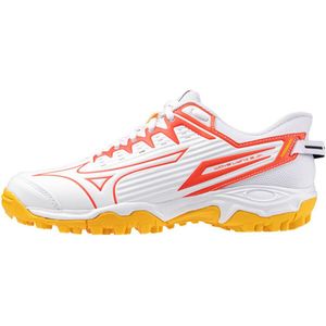 Mizuno WAVE LYNX 2 Jr. Hockeyschoenen Wit/Fiery Coral 2/Citrus Junior Maat 31