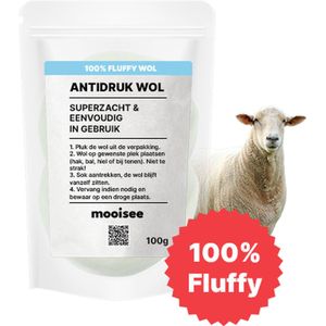 MOOISEE® Hybrid Antidruk Wol 100 gram - Wandel Met Wol Voor Voeten - Voetwol in Hersluitbare Grootverpakking - Nijmeegse Vierdaagse - Natuurlijke Teenspreider - Camino Pelgrimsroute - 100% Fluffy Wol