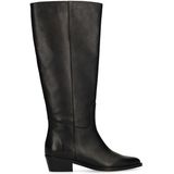 Manfield - Hoge Laarzen - Zwart - Leren - Brede Schacht