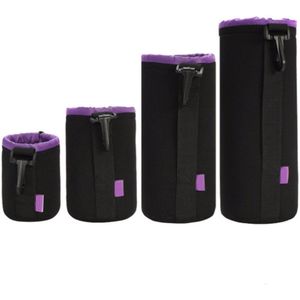 Set van 4 Stuks - Lens Tas - Inclusief Klein, Medium, Groot, XL Maten - paars - Beschermende lenshouder opbergen - 10*10*24 cm - Neopreen