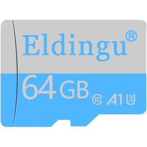 Eldingu Geheugenkaart 64GB A1 Class10 SD Kaart Voor Mobiele Telefoons Computers Bewakingsapparatuur U3 TFcard Geheugenkaart (Blauw)
