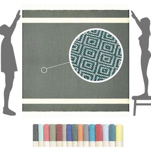 Strandhanddoek XXL 200x200 cm: katoen, licht dun - premium kwaliteit | picknickdeken stranddeken + hamamdoek saunahanddoek, strandhanddoek badhanddoek groot, sprei bedsprei bankdeken