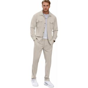 Lounge Kledingset Heren - Blouse Vest - Lange Broek - Wit - Kleding Set