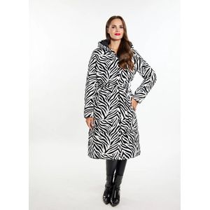 Sexy elegante zwart witte zebra lange winter jas dames maat S
