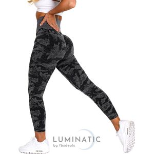 Sportlegging Dames - Yoga Legging - Fitness Legging - Legging Dames - Sport Legging - Shapewear Dames - Camouflage Broek - Camo | Luminatic® | Zwart | Maat S