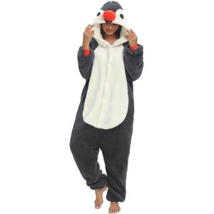 Dieren jumpsuit voor dames en heren, pluche oversized pyjama met capuchon voor volwassenen