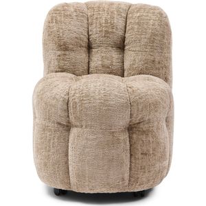 Riviera Maison Arosa Swivel Dining Chair Taupe - Polyester, Beukenhout - Taupe - 77.0x66.0x91.0 cm
