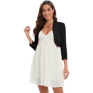 Dames Bolero Feestelijk Cardigan Kort Lange Mouw Open Voorkant Effen Cardigan Top voor Jurk