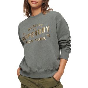 Superdry Luxe Metallic Logo Sweatshirt Dames Trui - Rich Charcoal Marl - Maat M