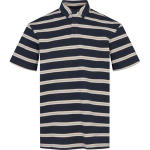 Anerkjendt - Polo Rene Donkerblauw Gestreept - Regular-fit - Heren Poloshirt Maat M