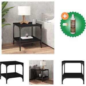 vidaXL Industriële salontafel - 50 x 50 x 40 cm - zwart - bewerkt hout en staal - Tafel - Inclusief Houtreiniger en verfrisser