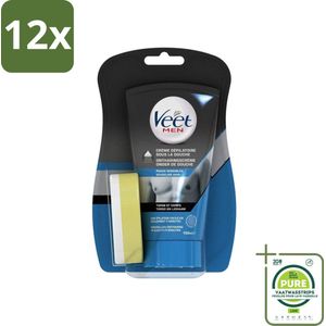 Veet - Ontharingscreme - Man - Gevoelige Huid - In Shower - 150ml - Voordeelverpakking - 12 stuks - Veet Ontharingscrème - Ontharingscrème mannen