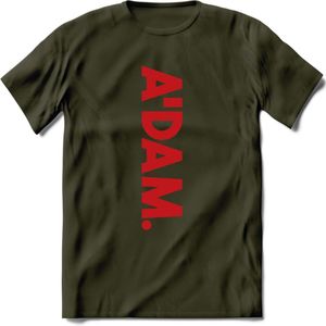 A'Dam Amsterdam T-Shirt | Souvenirs Holland Kleding | Dames / Heren / Unisex Koningsdag shirt | Grappig Nederland Fiets Land Cadeau | - Leger Groen - M