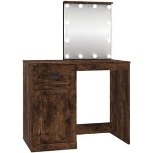 vidaXL Kaptafel met LED 90x50x132,5 cm bewerkt hout gerookt eikenkleur - Kaptafel - Kaptafels - Kap Tafel - Make-up Tafel