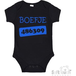 100% Katoenen Romper ""Boefje 486309"" Unisex Katoen Zwart/blauw Maat 56/62