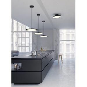 LED Hanglamp - Hangverlichting - Torna Trula - 29W - Warm Wit 3000K - Dimbaar - Rond - Mat Zwart - Aluminium
