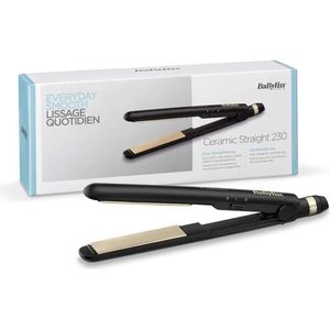 Stijltang - Keramische platen - 2 temperatuur instellingen - 2M meedraaiend snoer - Multi voltage - 30 seconden opwarmtijd - Zwart -