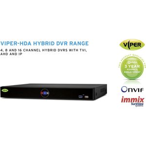 Vista Viper 8 kanalen DVR video recorder, 2Tb - TVI AHD CVBS - Vista Viper-HDA-08