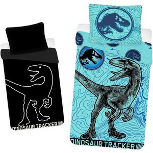Jurassic World katoenen beddengoed, glow-in-the-dark beddengoed 140cm x 200cm OEKO-TEX