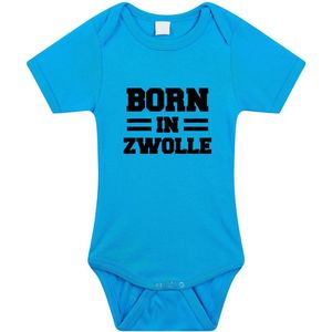 Born in Zwolle tekst baby rompertje blauw jongens - Kraamcadeau - Zwolle geboren cadeau 92