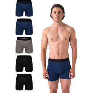 Barrio 13 Boxershorts Heren - 5-Pack Katoen, Zwart/Navy/Donkergrijs, Comfort Band, 2x Zwart, 2x Marineblauw, 1x Donkergrijs