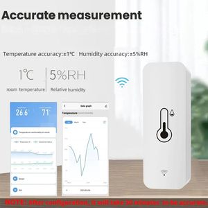 TUYA Slim WIFI 2.4GHz Temperatuur en Vochtigheidssensor _ Smart Temperature and Humidity Sensor werkt met Google Home - Remote monitor - app controle