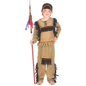 LUCIDA - Indianen kostuum met zwarte franjes voor jongens - M 122/128 (7-9 jaar)