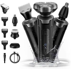 Fytura - 3-in-1 Elektrisch Scheerapparaat voor Mannen – Baard- & Neustrimmer – Nat en Droog Scheren – Waterdicht – Snel Oplaadbaar via USB-C – RVS Messen - Zwart