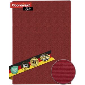 FLOORDIREKT Tapijt op Maat Gemaakt Sylt - Gemaakt van Sisal - Brug voor Binnenruimtes - Modern Woonvloerkleed - Rood - 100 x 150 cm