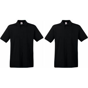 2-Pack maat M zwart poloshirt premium van katoen voor heren - katoen - 180 grams - polo t-shirts