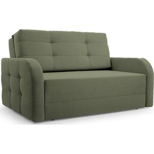 Porto 120 - Slaapbank - Compact en Multifunctioneel - 141 x 100 x 90 cm - Eenvoudig Uitklapbaar & Decoratieve Stiksels - Olijf (BRAGI 77)