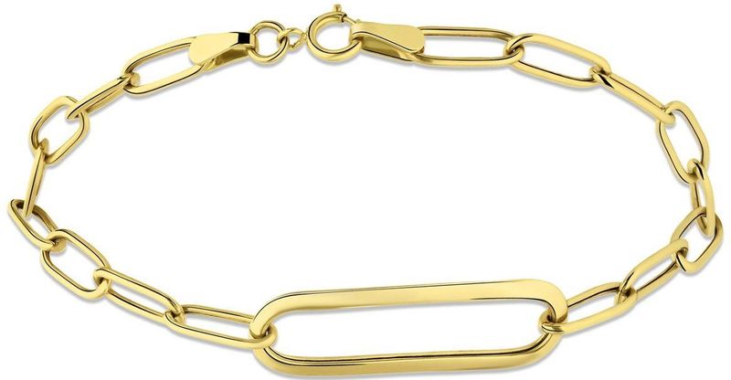 Lucardi - Paperclip - Armband - Geelgoud - 14 Karaat - 19 cm