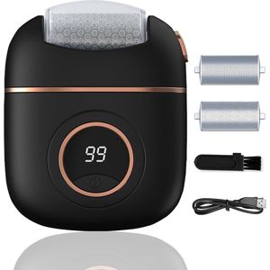 Elektrische Eeltverwijderaar - Elektrische voetvijl - Voetschuurmachine en eeltverwijderaar - 2 snelheden - met LED-verlichting - één grove en één fijne slijpkop - Voetherstellende exfoliatie - Verwijdert eelt en harde huid - Zwart