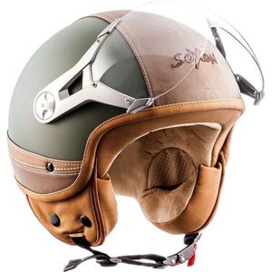 SOXON Urban Scooterhelm - XL - Jethelm met vizier - Motorhelm voor volwassenen - Geschikt voor Vespa, Scooter, Brommer, Motor en Snorfiets - Groen